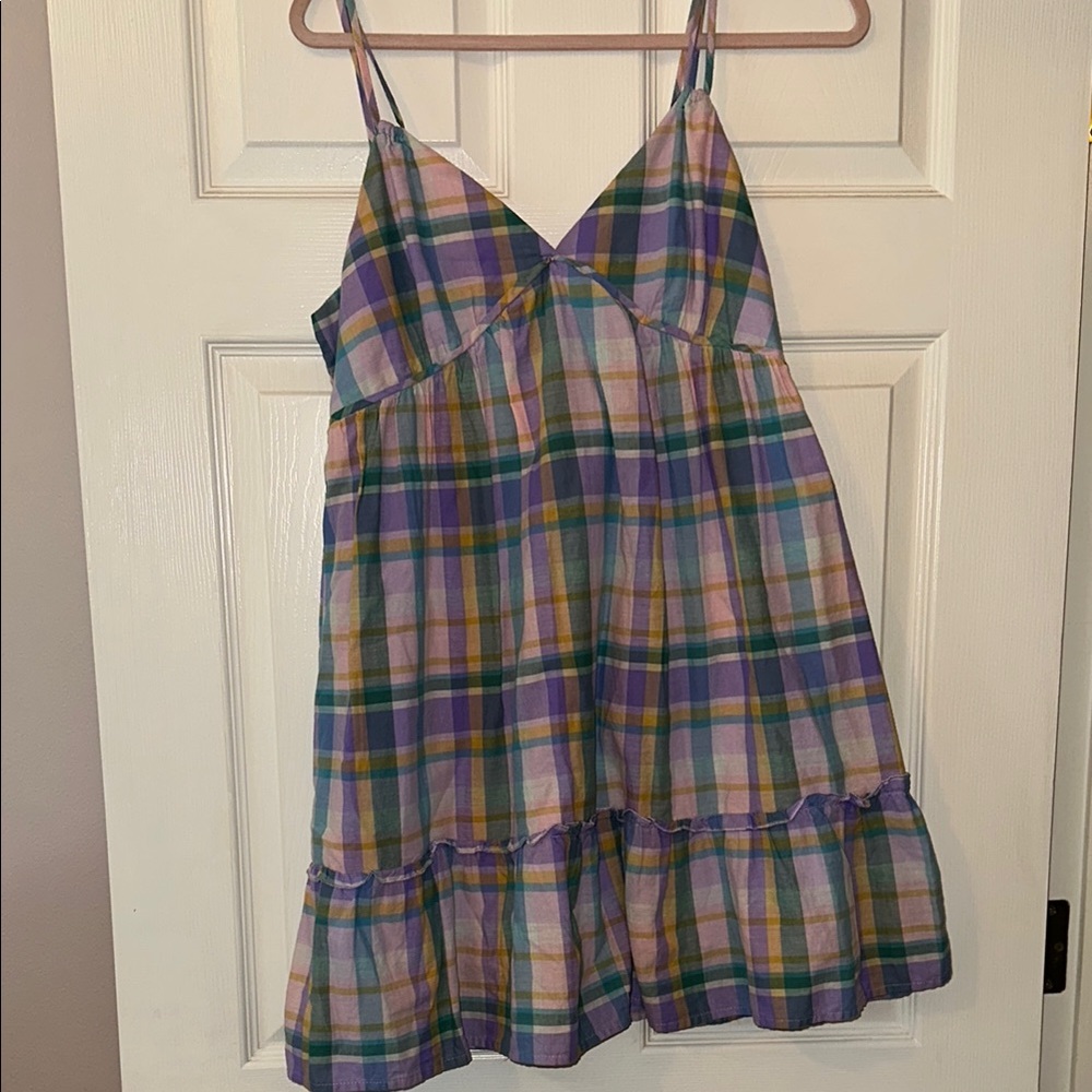 Colorful Plaid Spaghetti Strap Dress